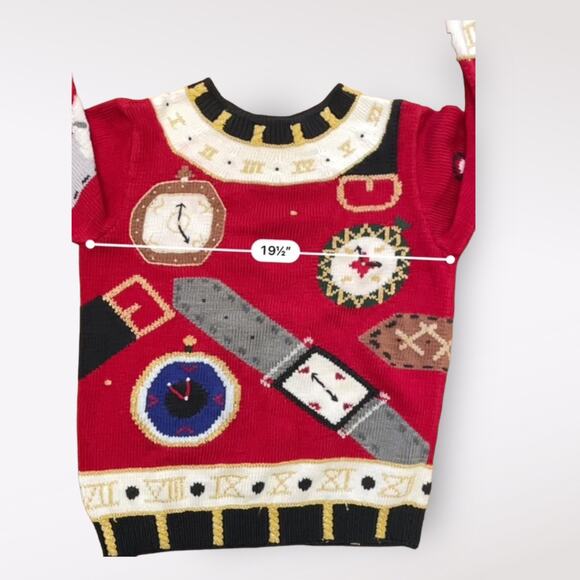 Berek Vintage 1991 Hand knit Clock Pima Cotton Sweater Size S‎ Got Time, Clock - Picture 4 of 7